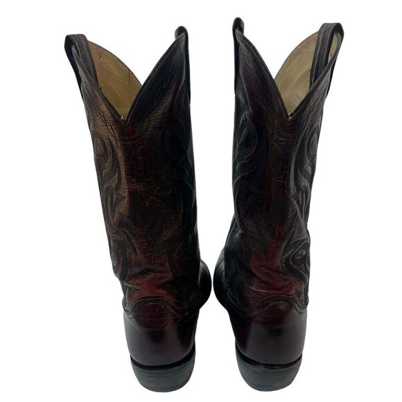Dan Post Vintage Burgandy Maroon Leather Cowboy Boots 9.5 Western Roper - Picture 8 of 16